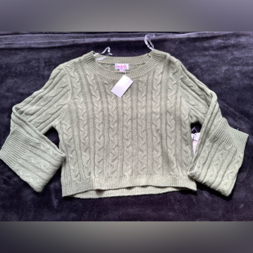 🍂Olive Crop Cable Knit Sweater